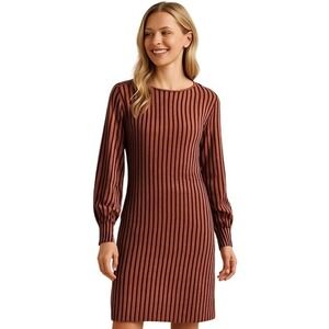 Zara Brown Striped Midi Dress